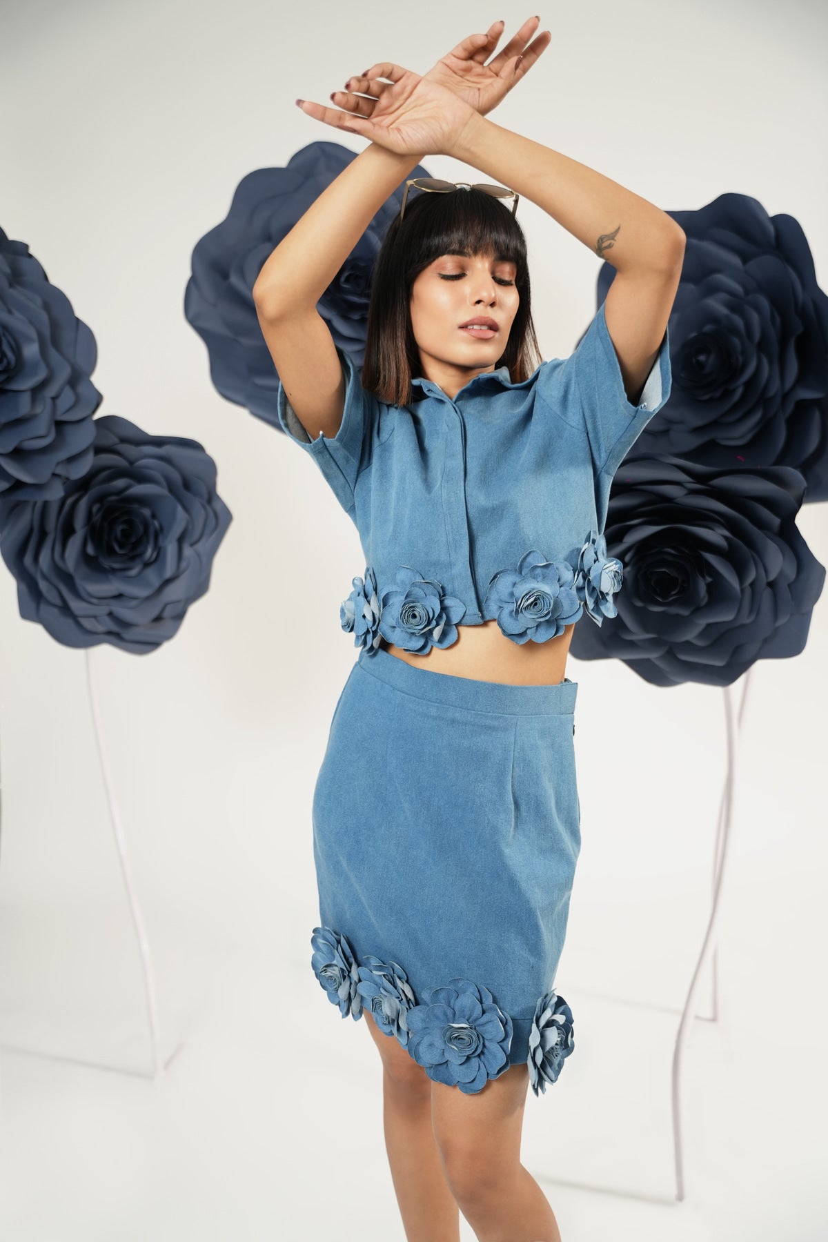 Denim Bloom Mini Skirt