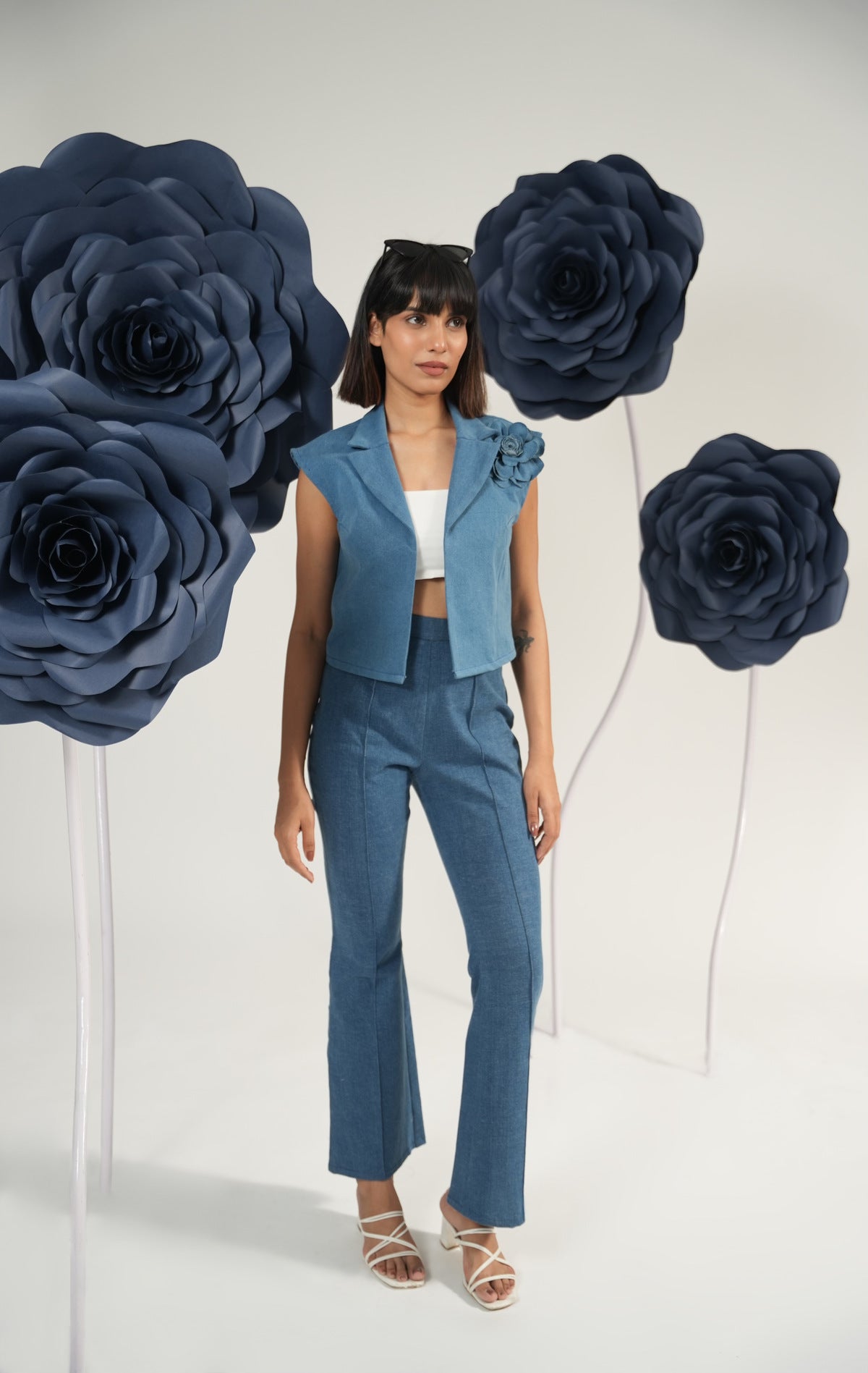 Denim Bloom Vest Top