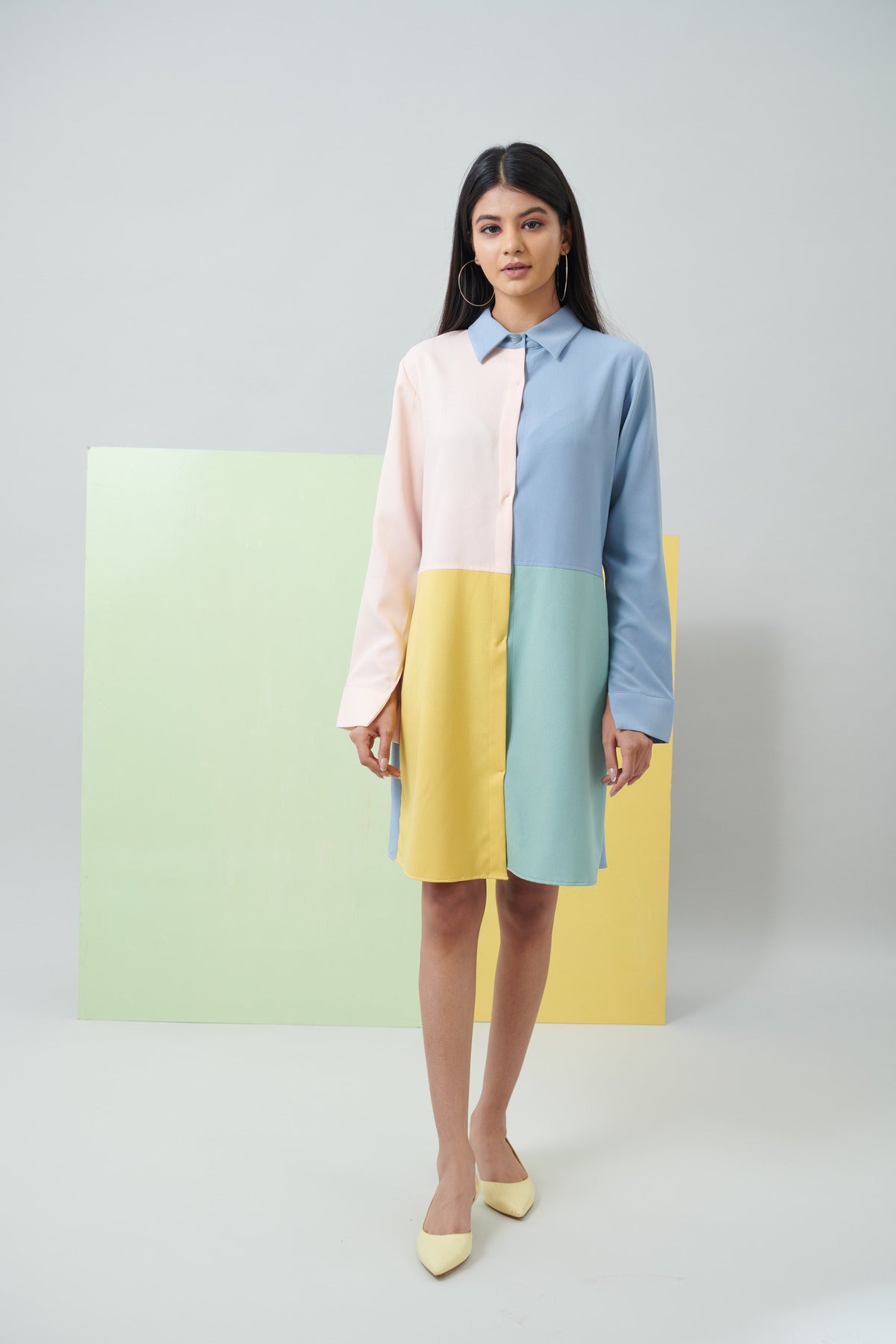 COLOUR BLOCK FUN SHIRT DRESS