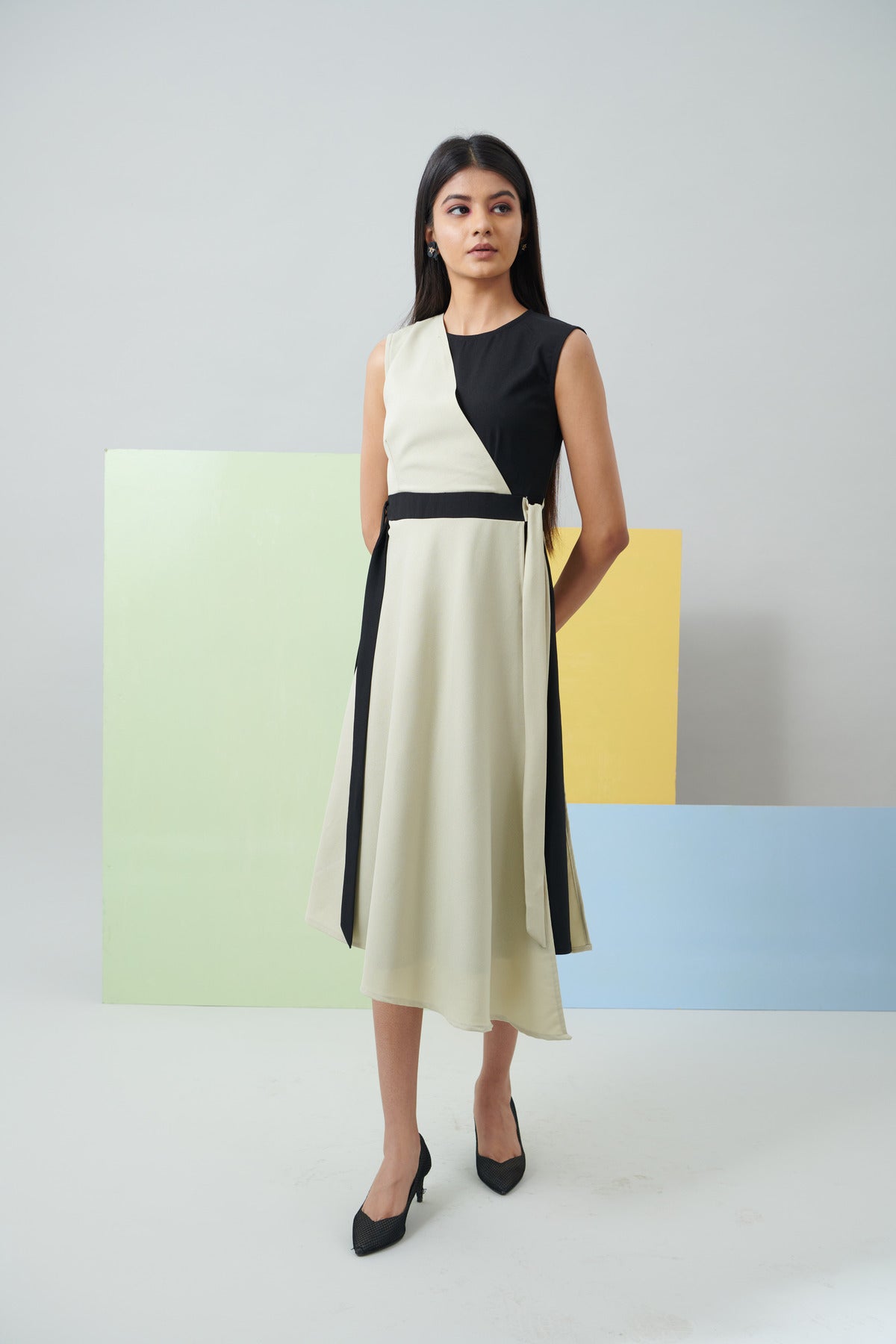 Mint Green & Black Colour Block Dress (CB009)