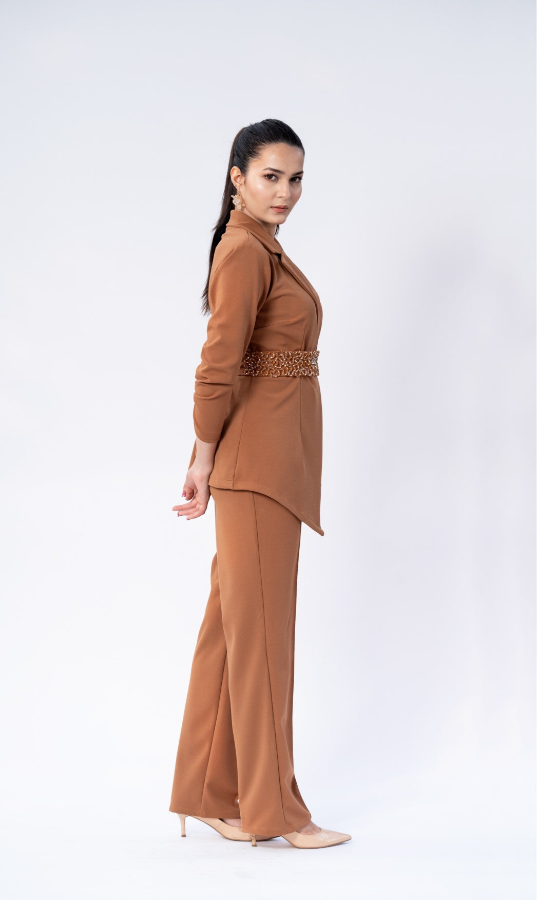 Tan Brown Blazer Cord-set