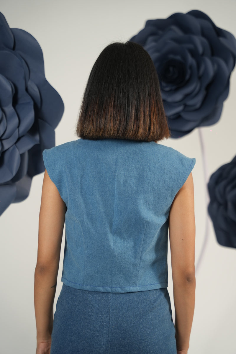 Denim Bloom Vest Top