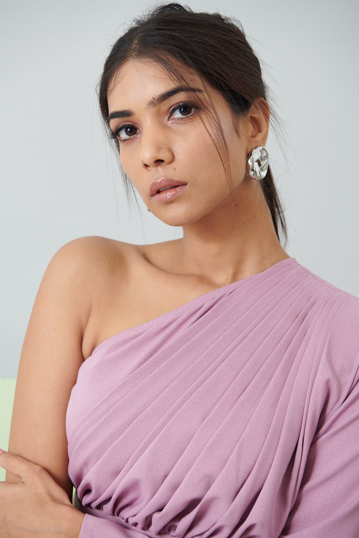 GATHERED UP ONE OFF SHOULDER MINI DRESS (CB007)