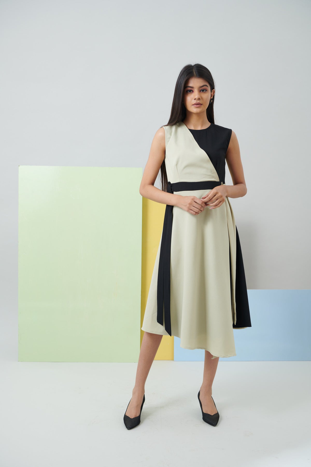 Mint Green & Black Colour Block Dress (CB009)