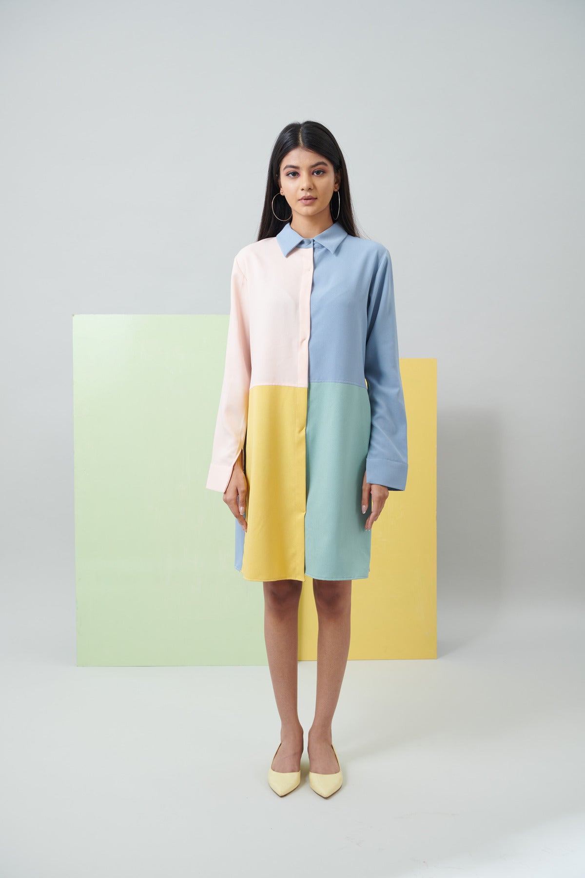 COLOUR BLOCK FUN SHIRT DRESS