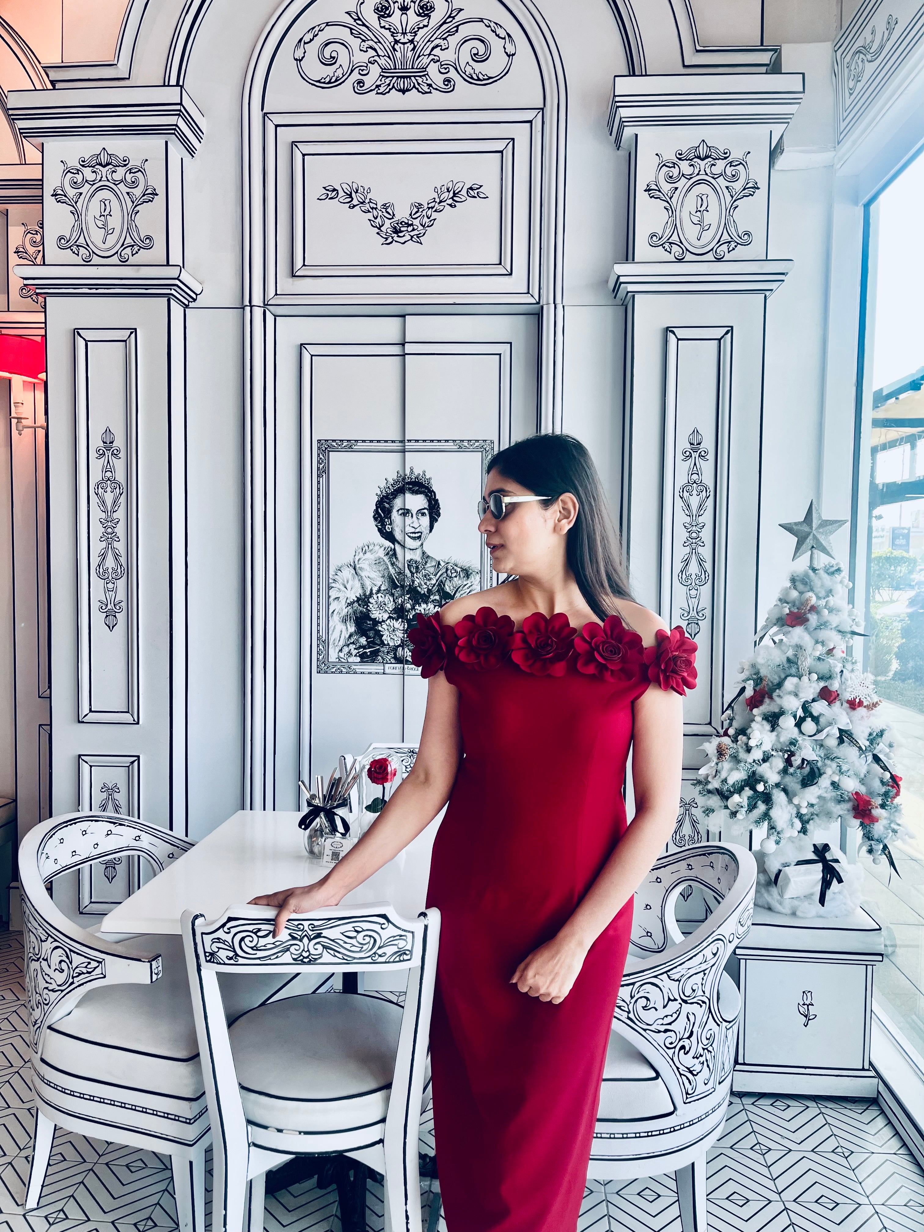 Rosé Pink Off-Shoulder Midi Dress