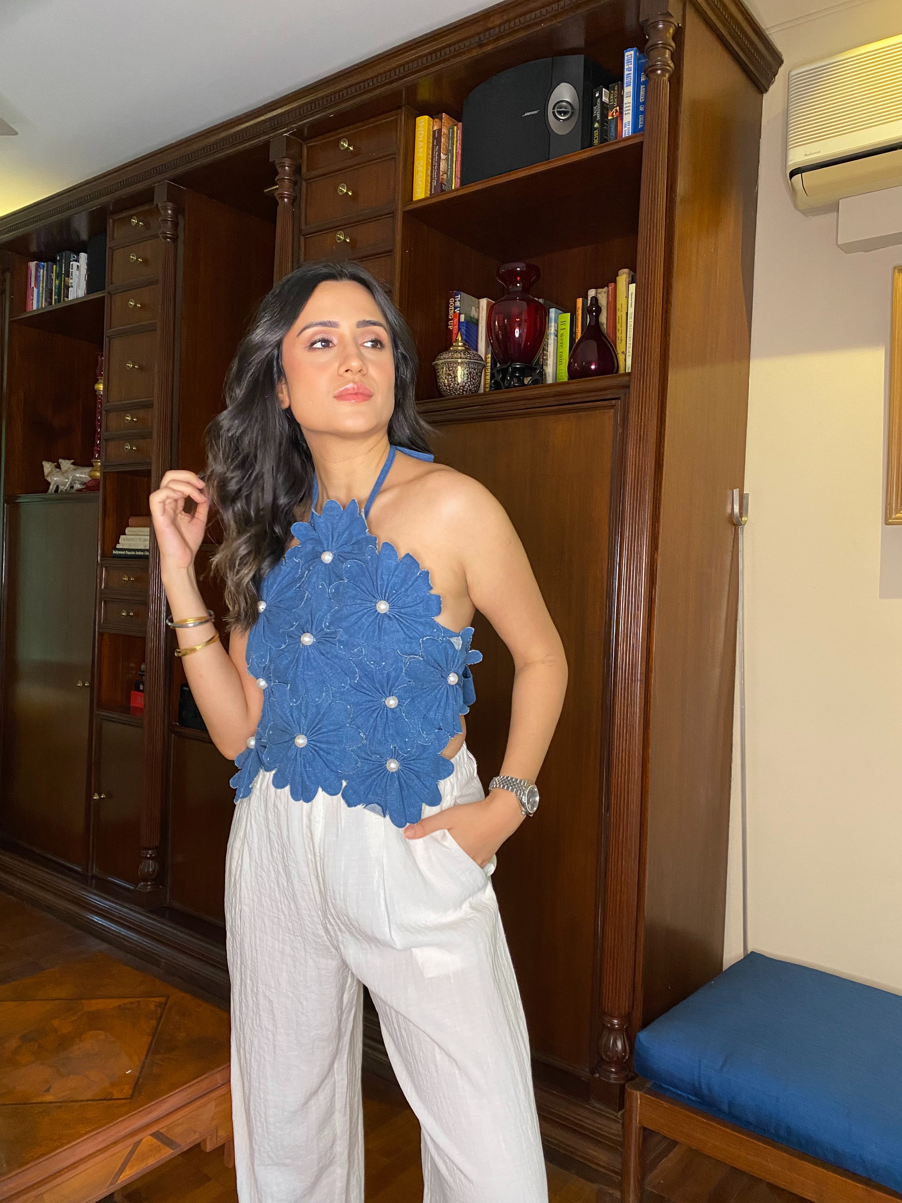 Halter Neck 3D Flower Top