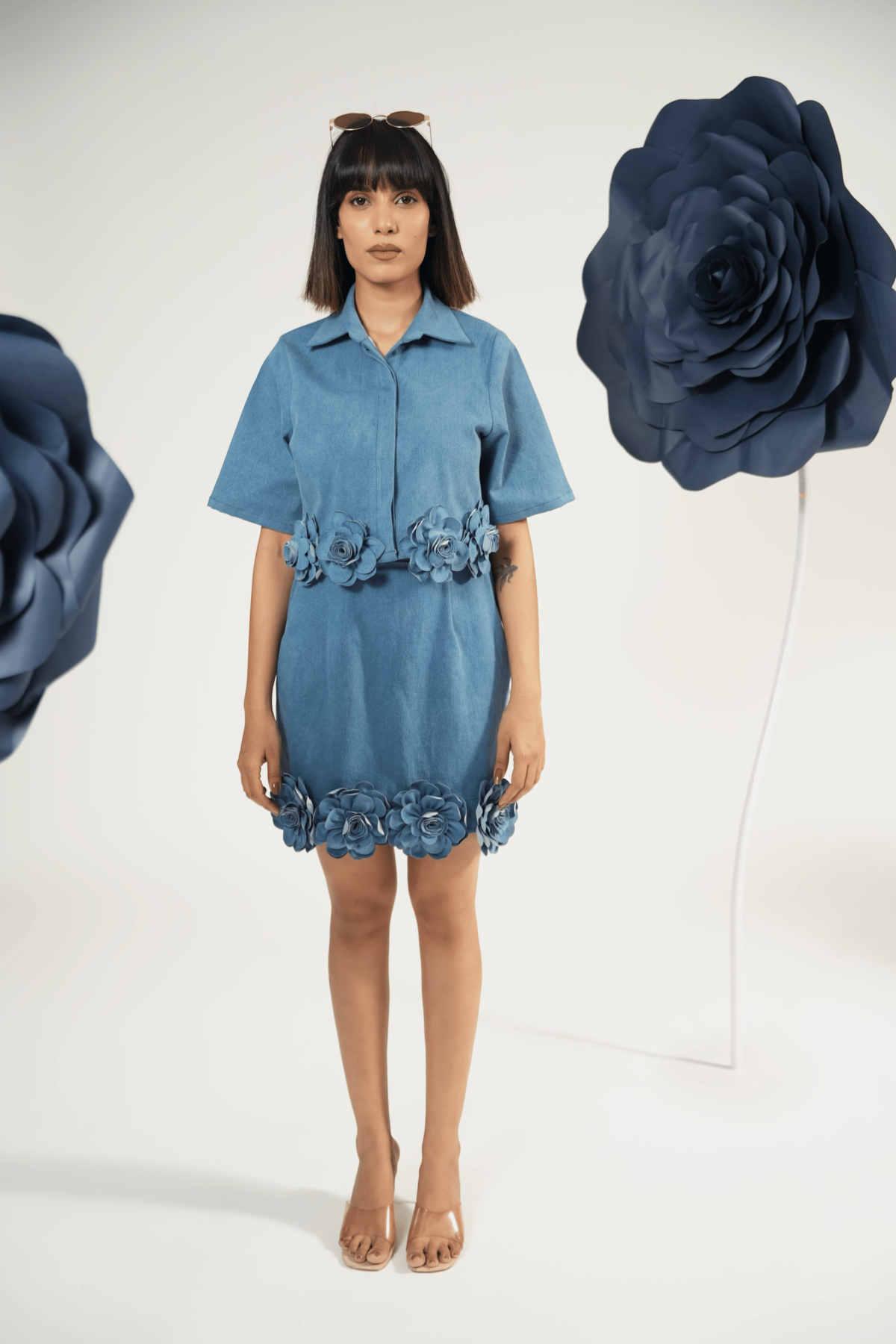 Denim Bloom Mini Skirt