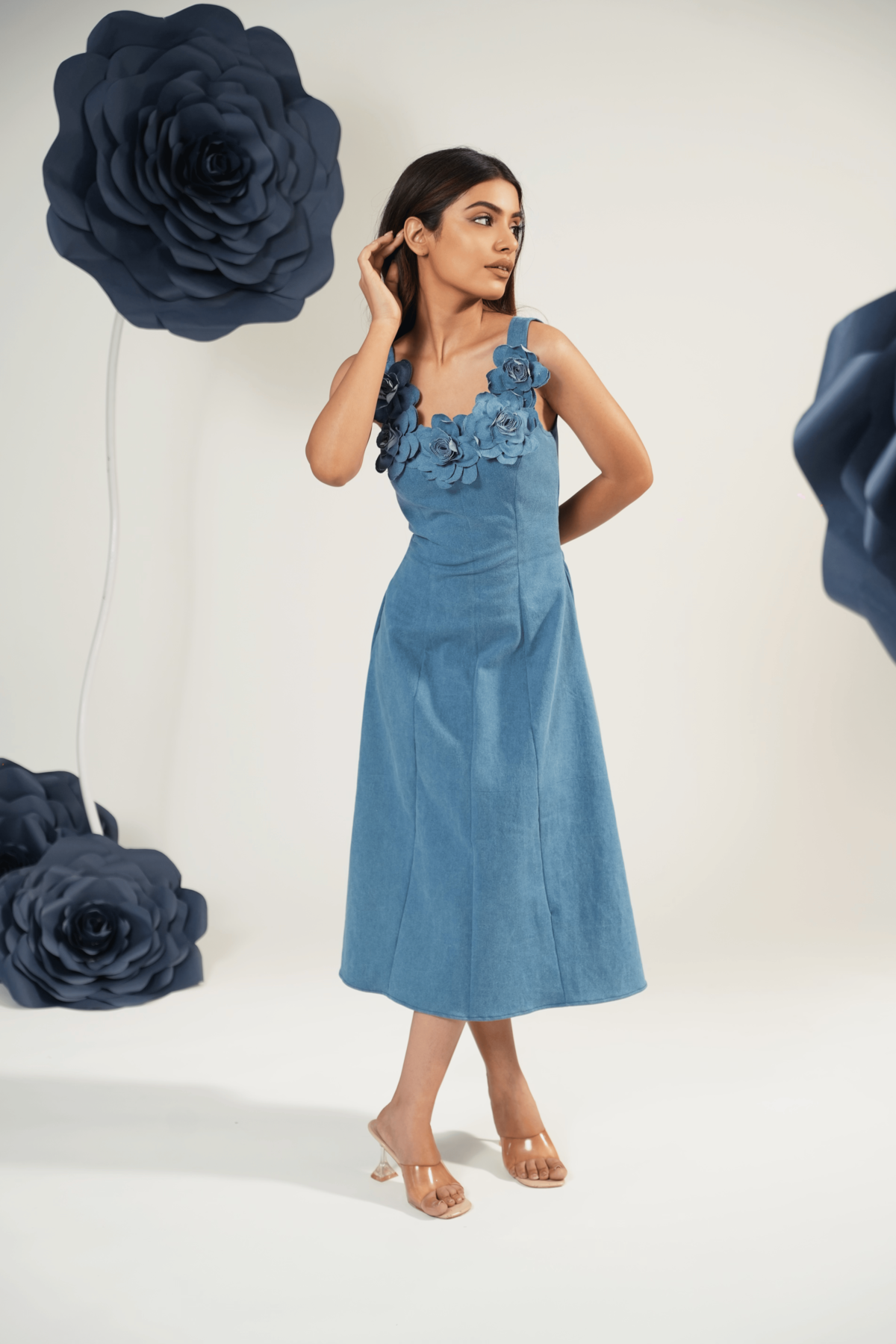 Denim Blossom Midi