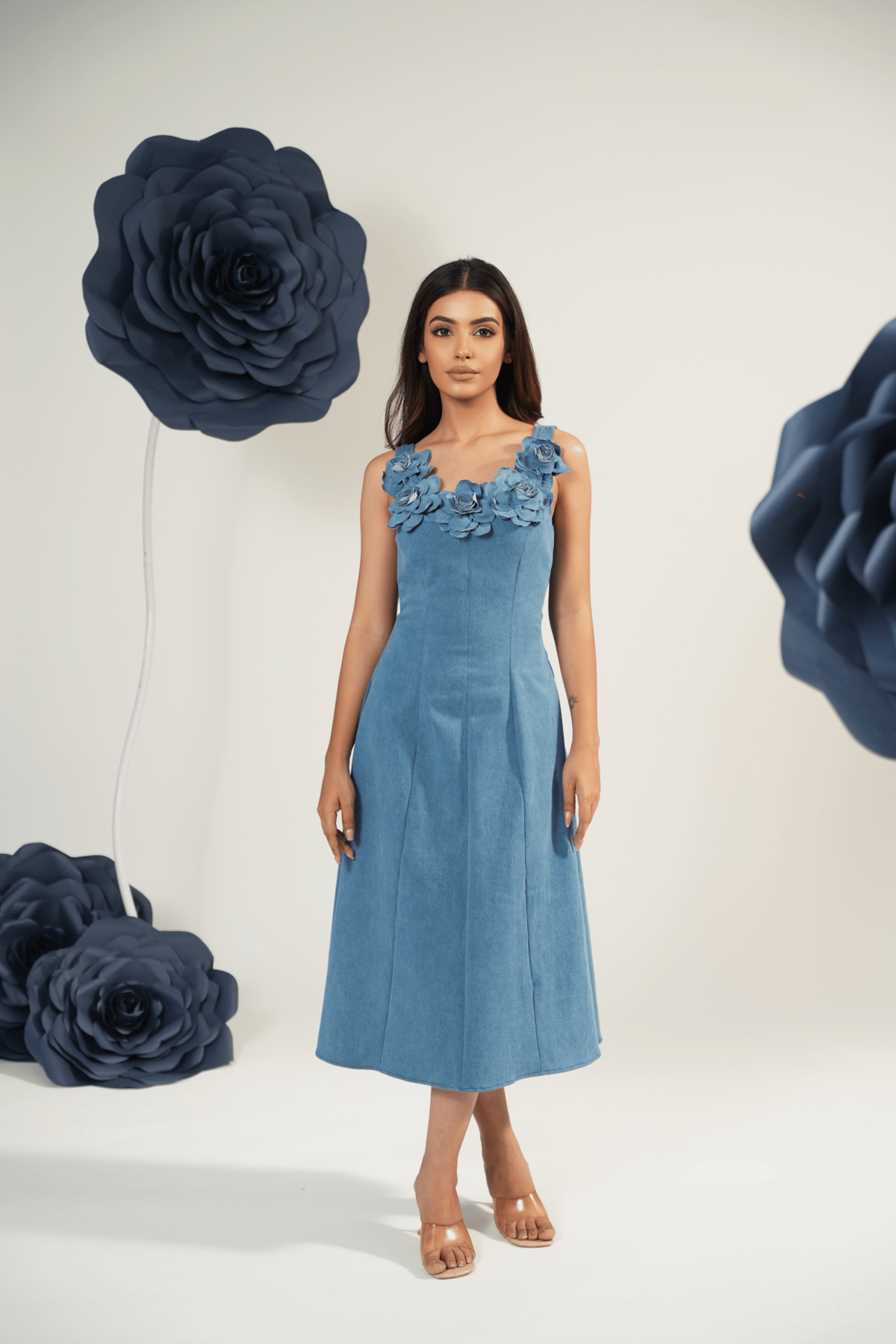 Denim Blossom Midi
