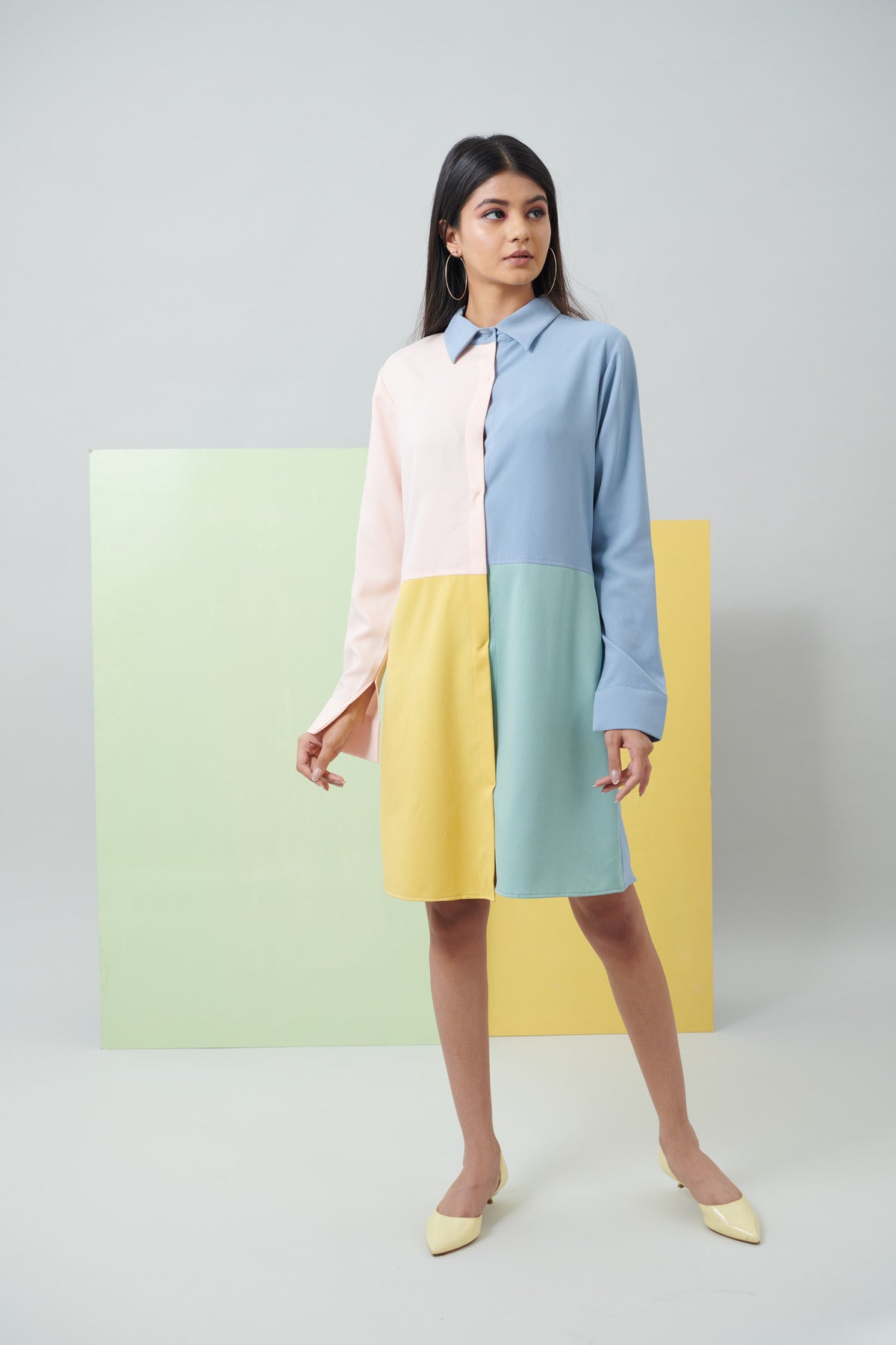 COLOUR BLOCK FUN SHIRT DRESS