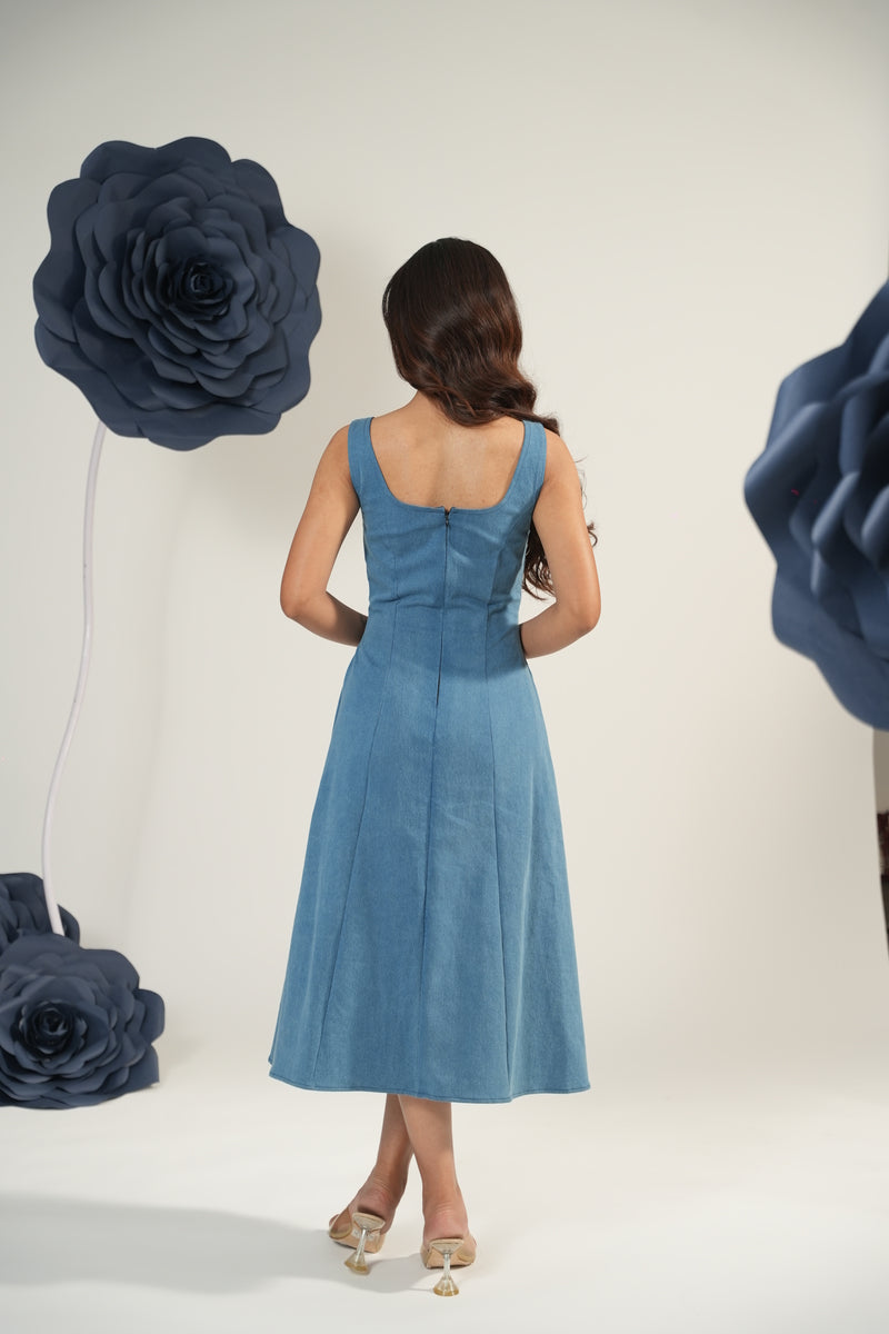 Denim Blossom Midi