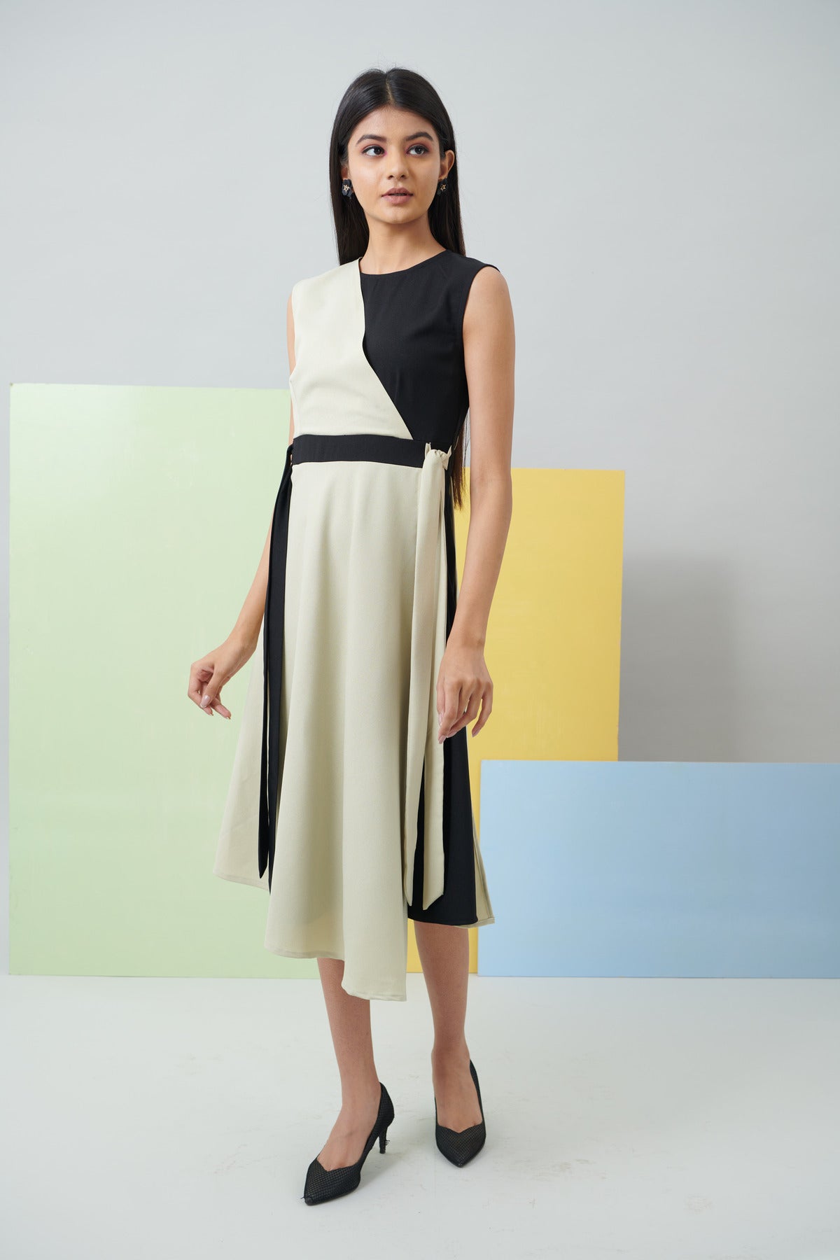 Mint Green & Black Colour Block Dress (CB009)