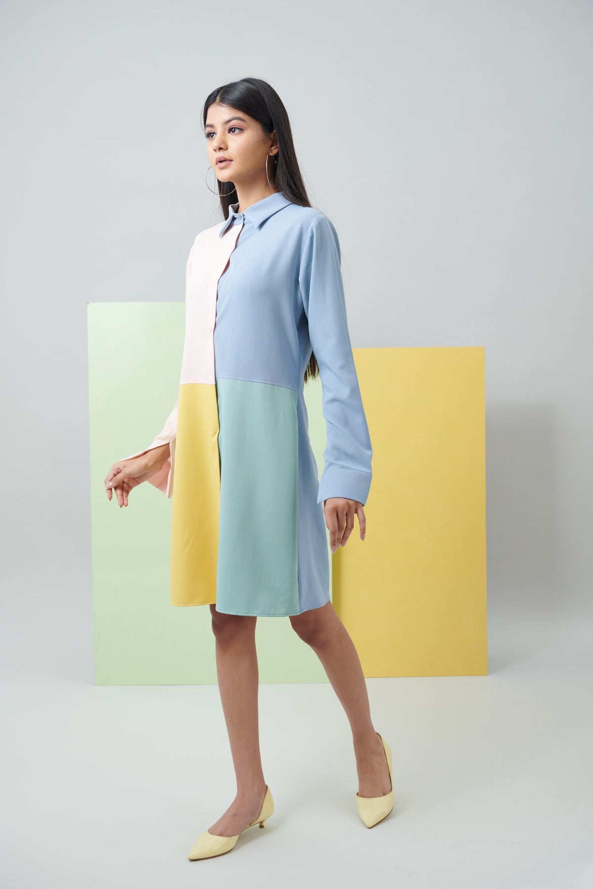 COLOUR BLOCK FUN SHIRT DRESS