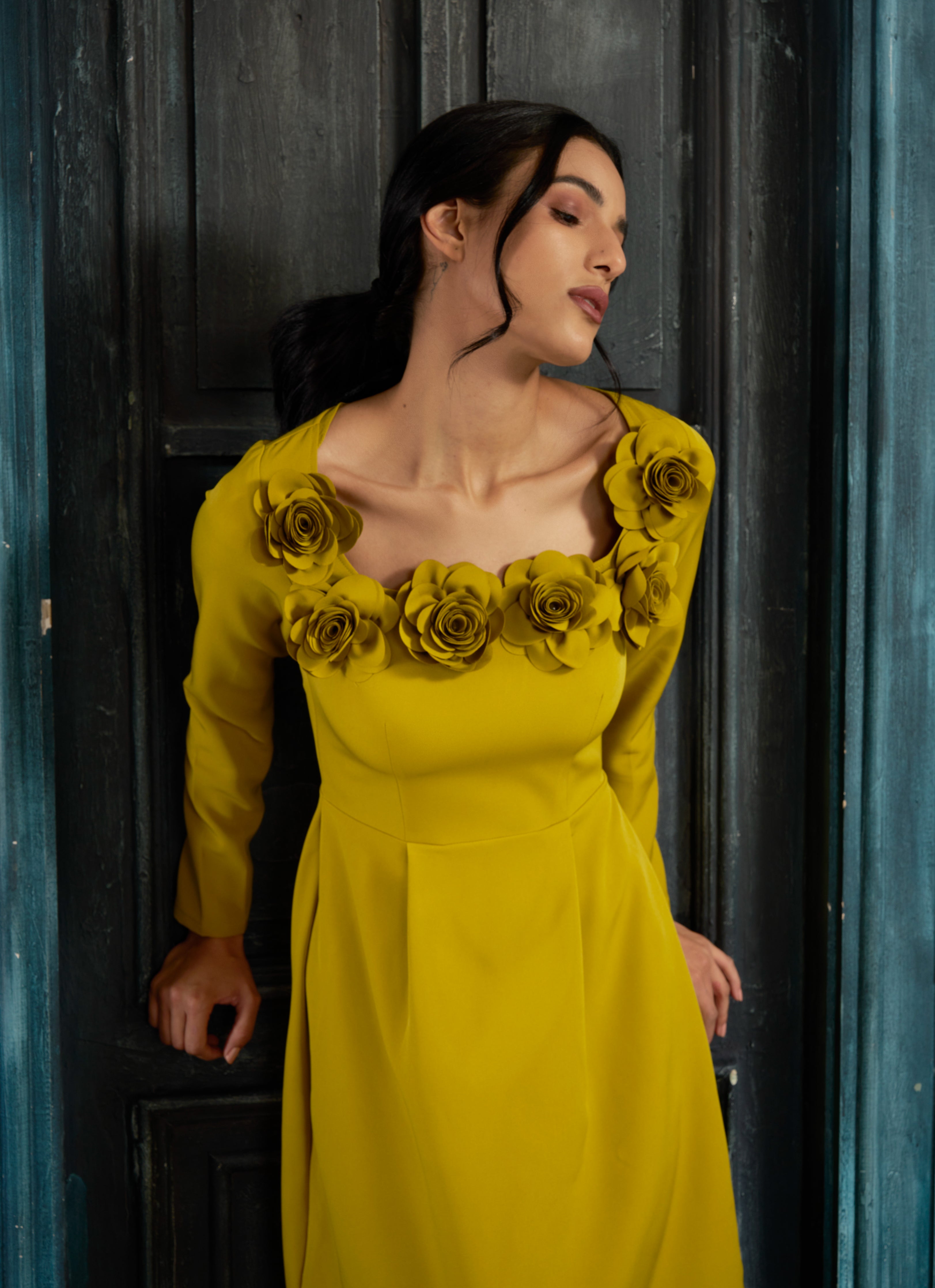 Neon Rosé Square Neck Dress