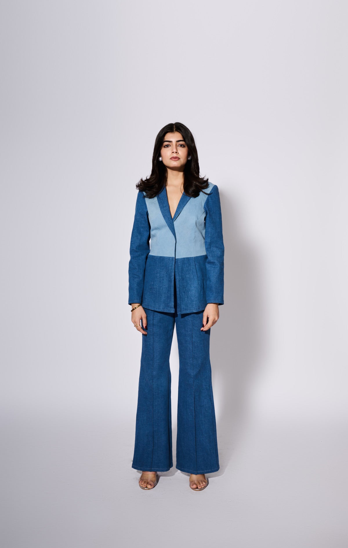 Denim Colour Block Blazer (Only Blazer)