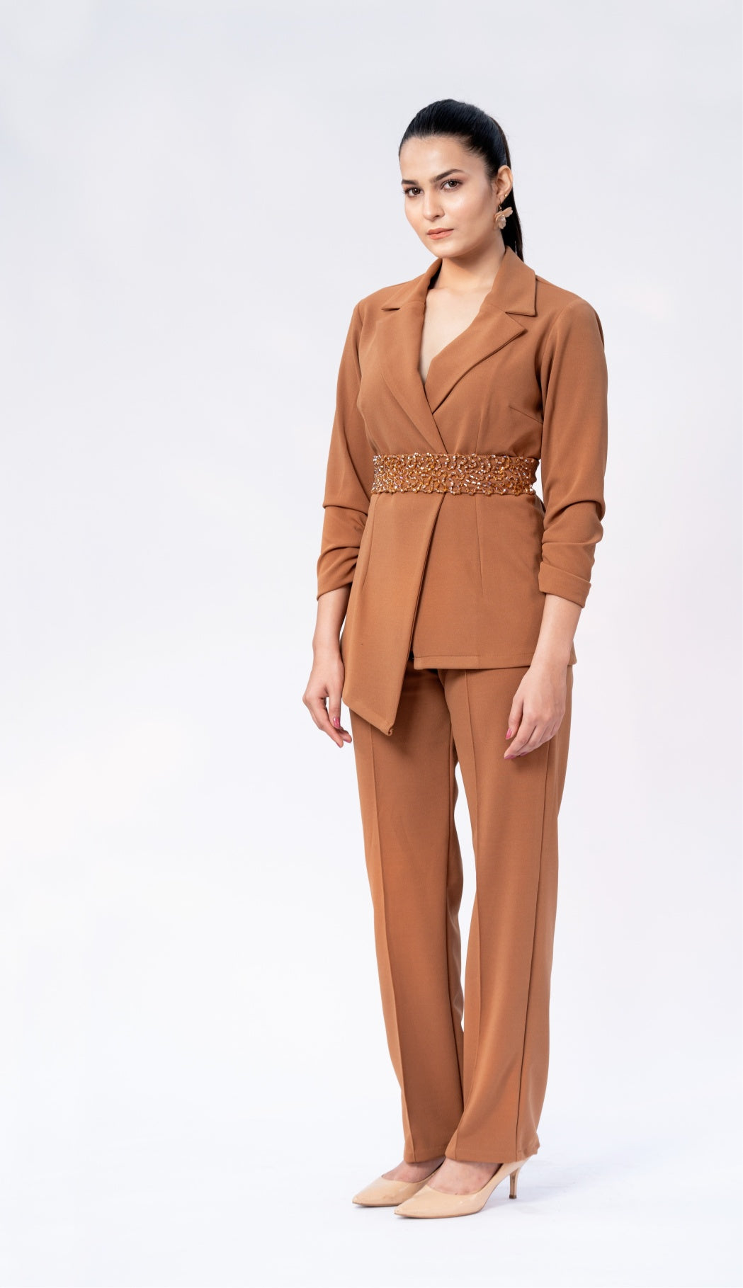 Tan Brown Blazer Cord-set
