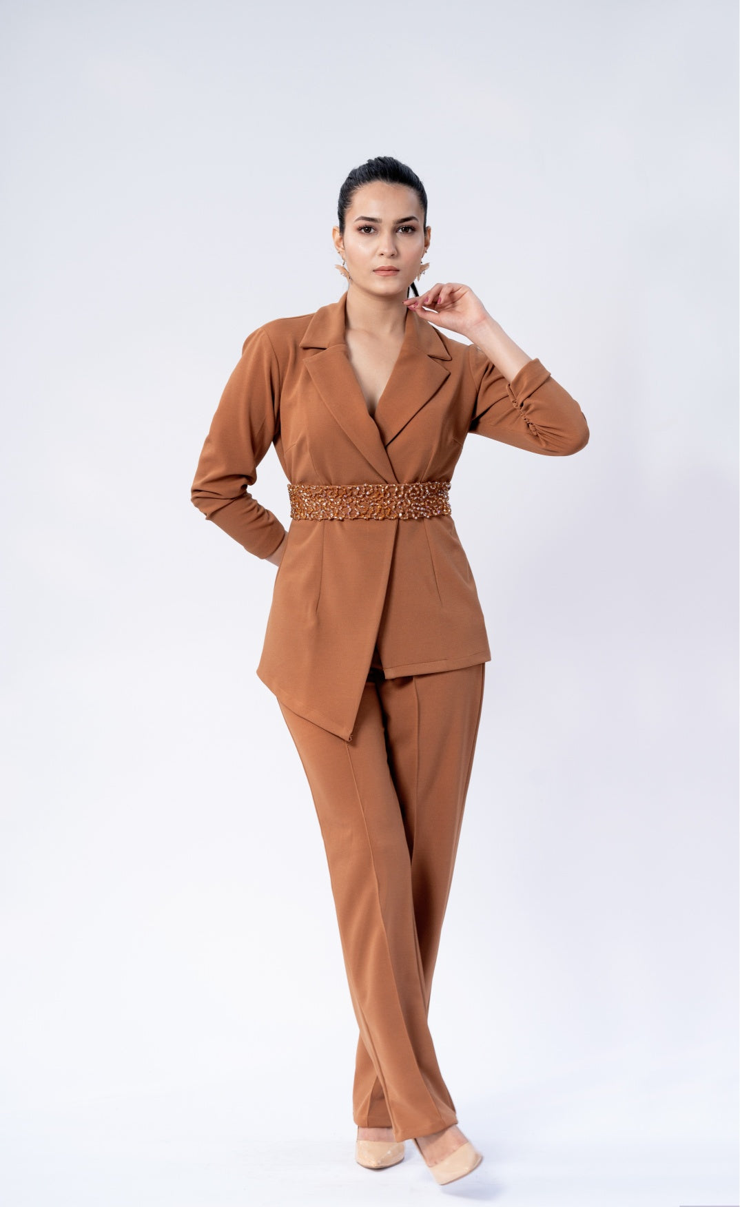 Tan Brown Blazer Cord-set