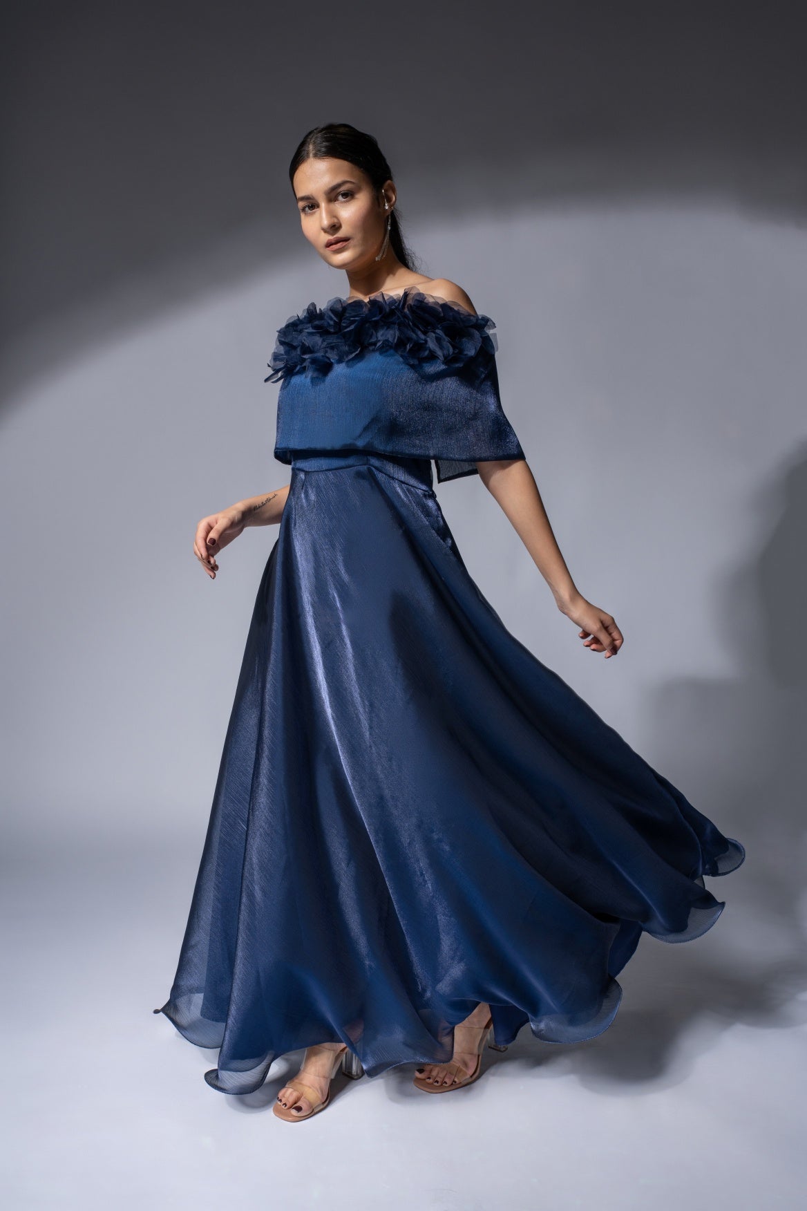 Midnight Bloom Organza Gown