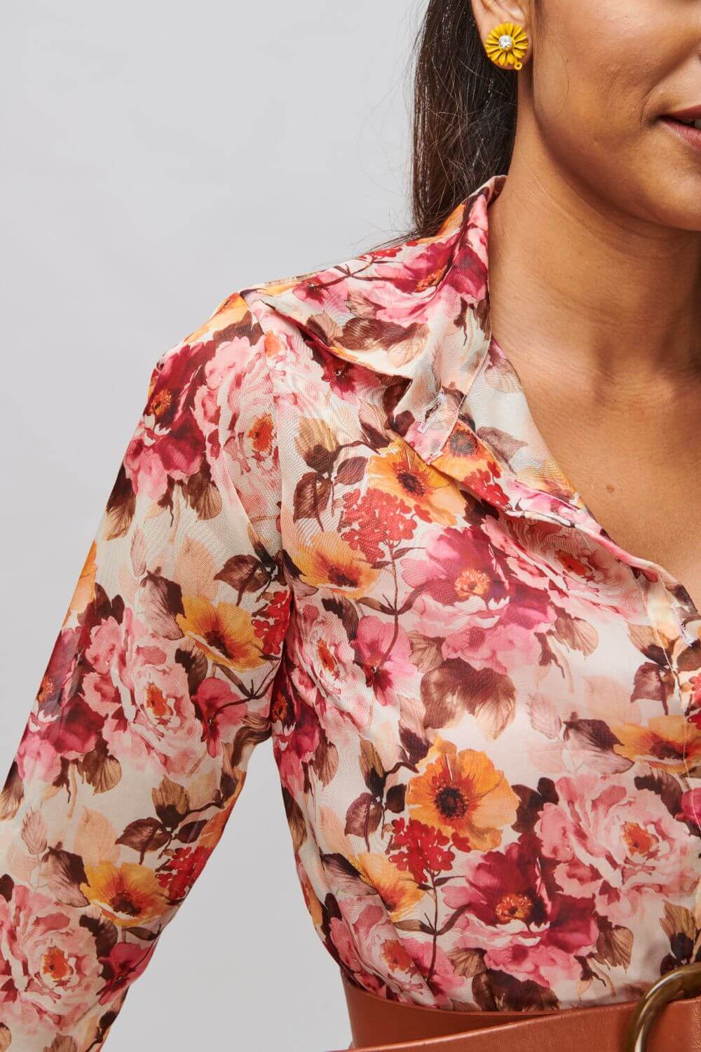 FLOWER POWER BUTTON-DOWN SHIRT DRESS