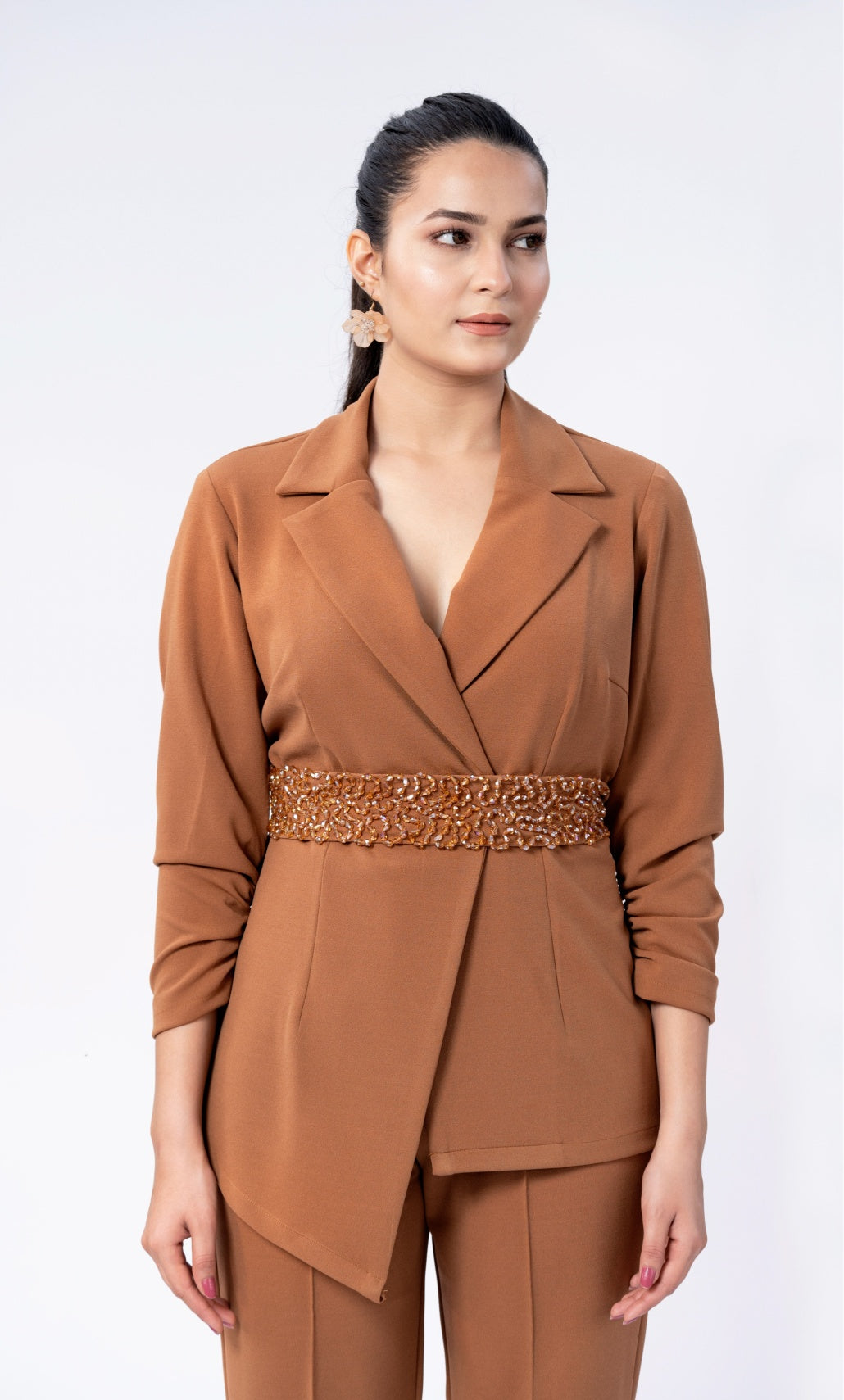 Tan Brown Blazer Cord-set