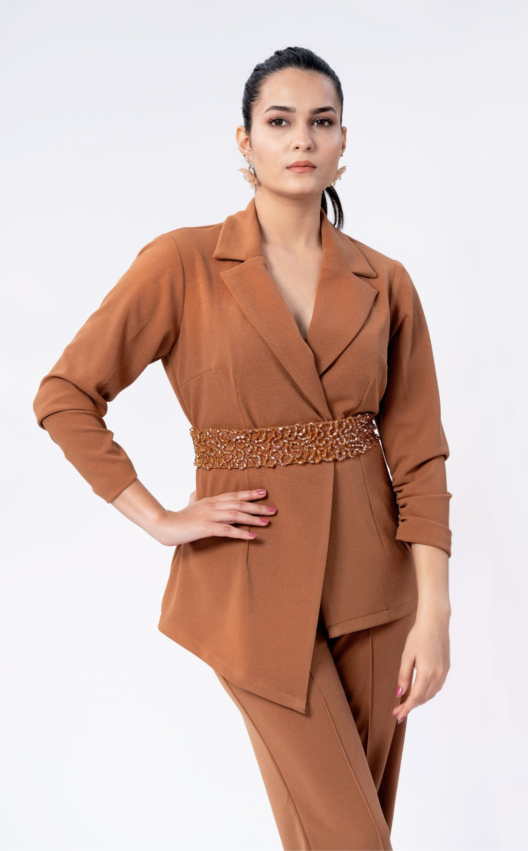 Tan Brown Blazer Cord-set