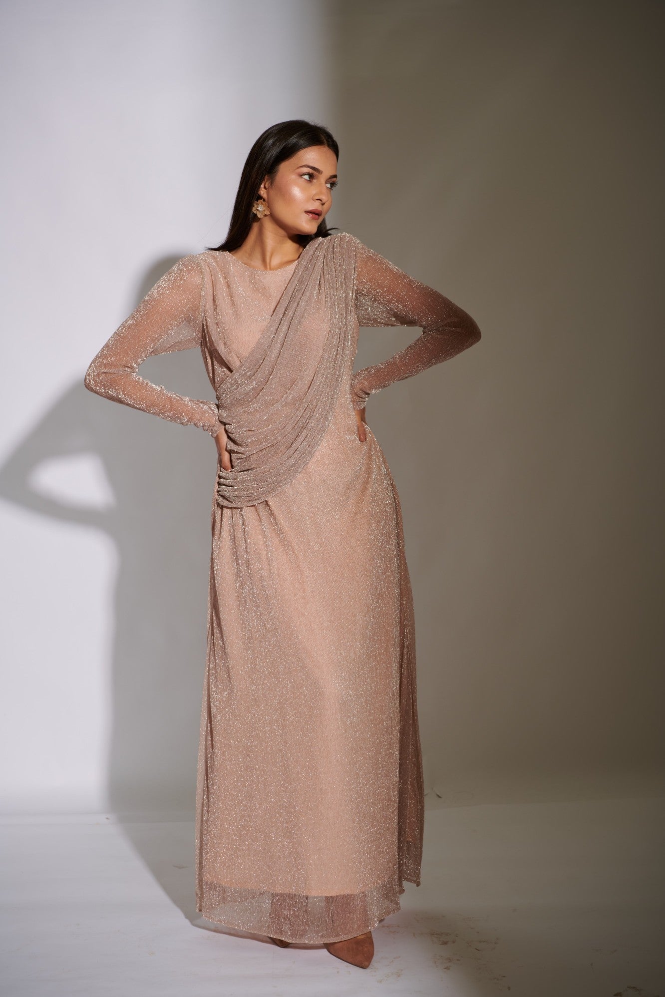 PEARL PINK DRAPED GOWN