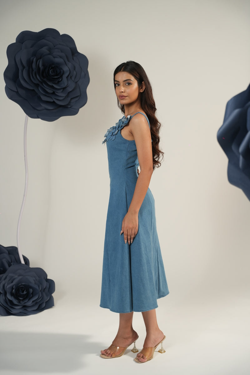 Denim Blossom Midi