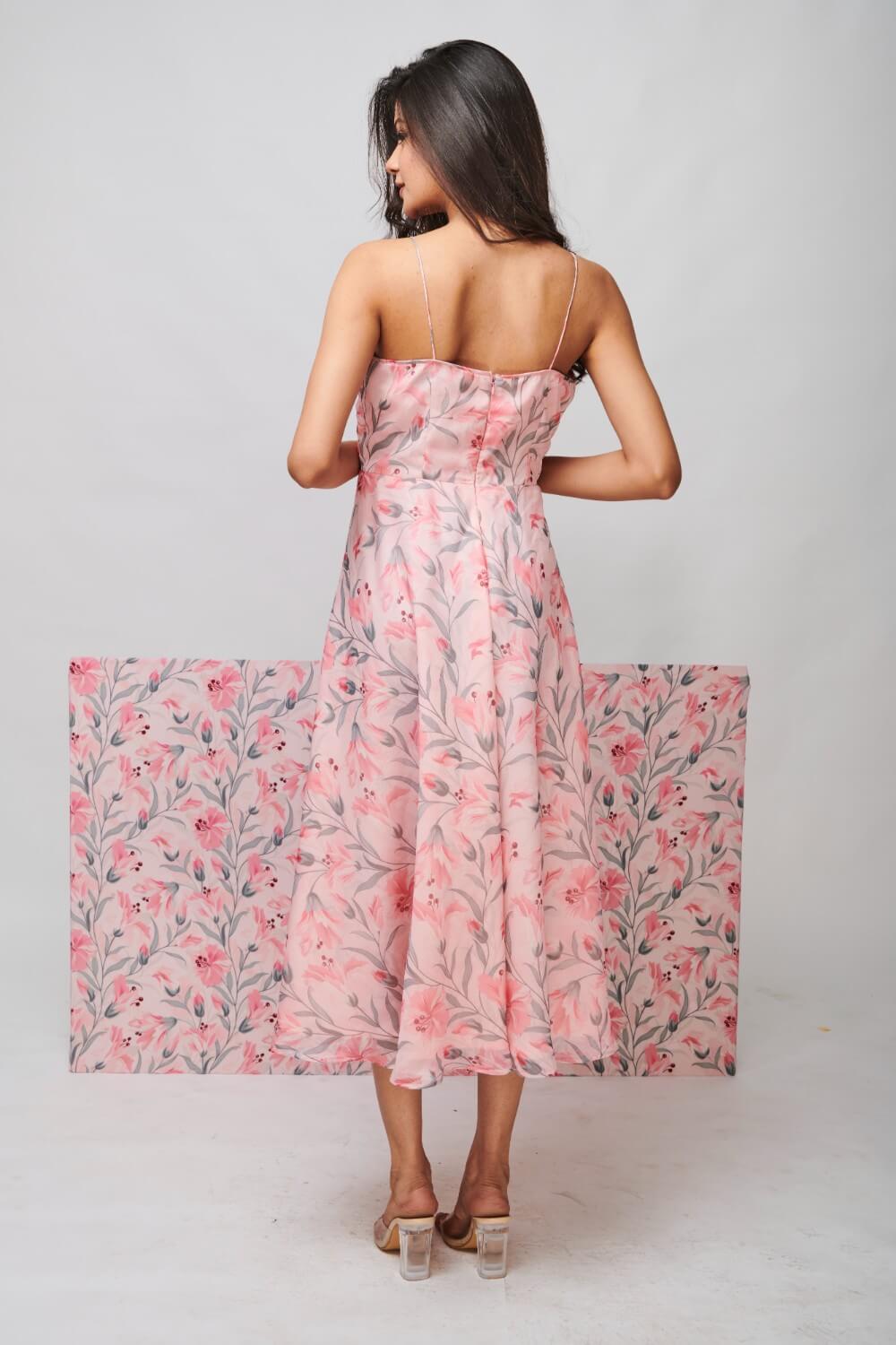 DRAPED FLORAL SLIP DRESS