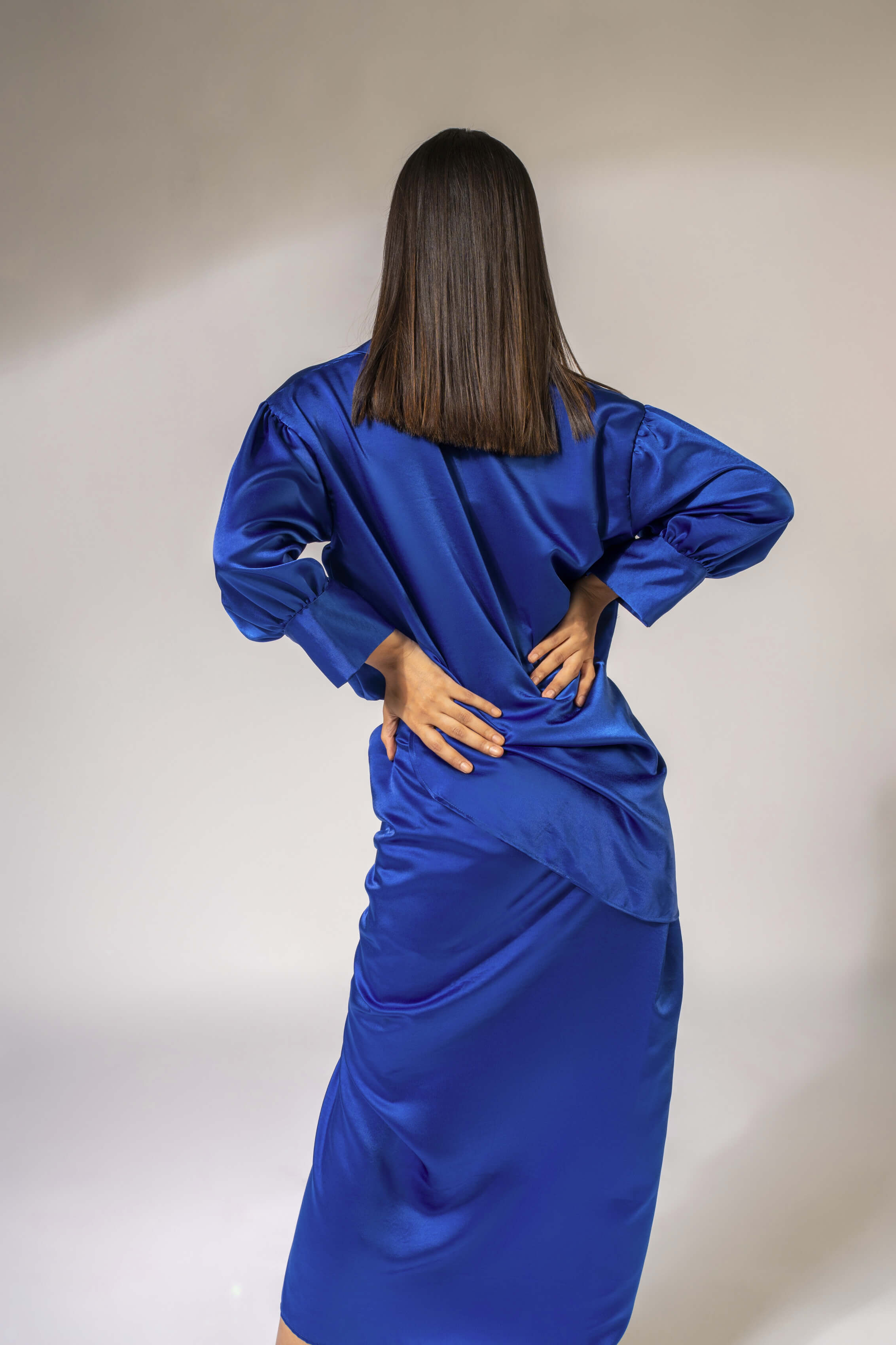 WEAVING CULT ROYAL BLUE LUXE SATIN DRAPED SKIRT